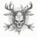 deer skull bow hunting arrows pointing tattoo design idea