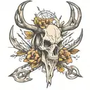 deer skull bow hunting arrows pointing tattoo design idea