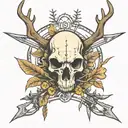 deer skull bow hunting arrows pointing tattoo design idea