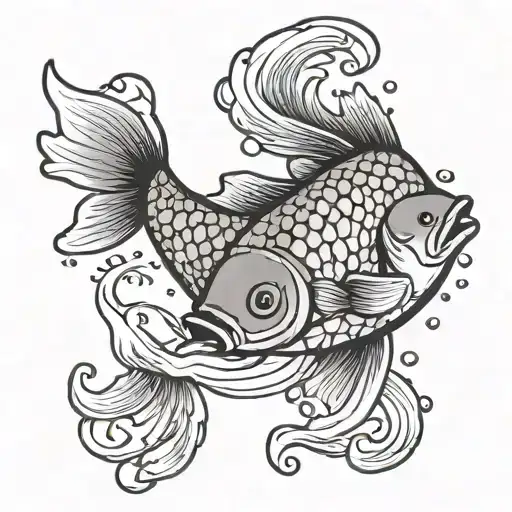 Carp swimming upstream tattoo design idea