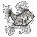 Carp swimming upstream tattoo design idea