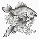 Carp swimming upstream tattoo design idea