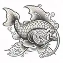 Carp swimming upstream tattoo design idea