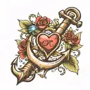 I want an anchor surrounded with a finger print heart and kiss impression  tattoo design idea