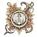 I want an anchor surrounded with a finger print heart and kiss impression  tattoo design idea