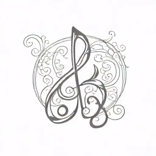 the letter B and a treble clef intertwined tattoo design idea