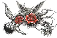 Tattoo of demons, ripping through my skin from my legs up to my stomach. Angels, roses And bio mechanical on my arms  tattoo design idea