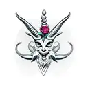 Baphomet with roses and hearts tattoo design idea