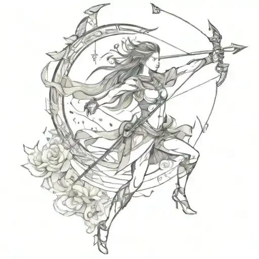 sagittarius bow and arrow made with fire tattoo design idea