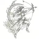sagittarius bow and arrow made with fire tattoo design idea