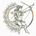 sagittarius bow and arrow made with fire tattoo design idea