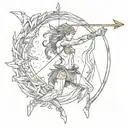 sagittarius bow and arrow made with fire tattoo design idea