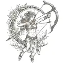sagittarius bow and arrow made with fire tattoo design idea