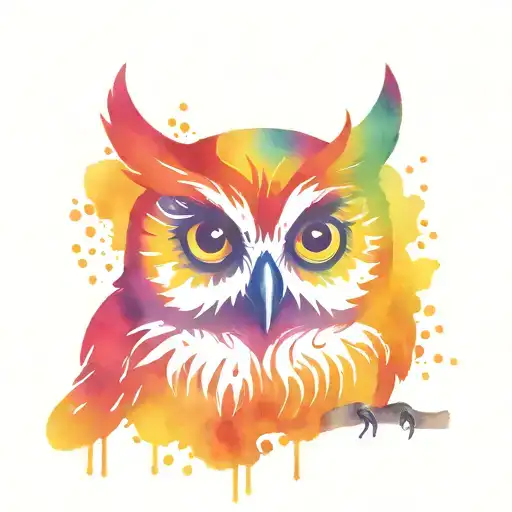 Lisa Frank owl tattoo design idea