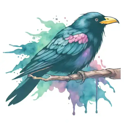 Lisa Frank crow tattoo design idea
