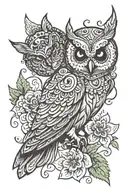 owl and sugar skull tattoo design idea
