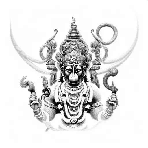 god hanuman with god vishnu tattoo design idea