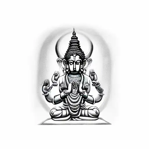 god hanuman with buddha tattoo design idea