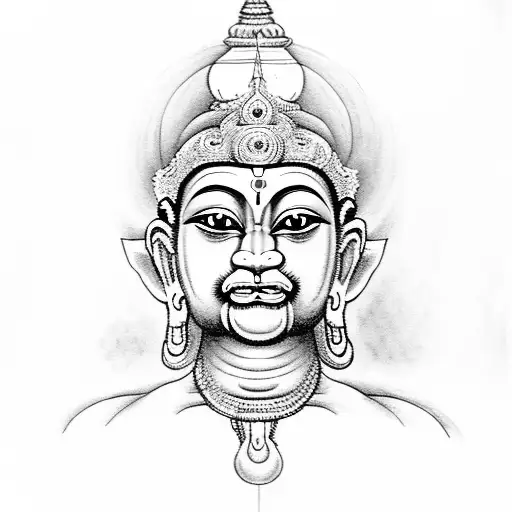 god hanuman with buddha tattoo design idea