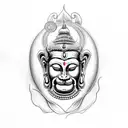god hanuman with buddha tattoo design idea