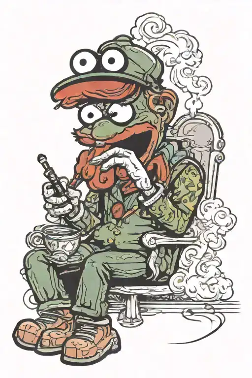 elmo smoking a blunt tattoo design idea