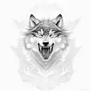 A demonic wolf with Korean traditional patterns and a stethoscope around its neck tattoo design idea