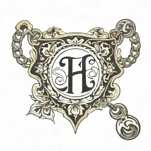 Anklet with Letter H L N G tattoo design idea