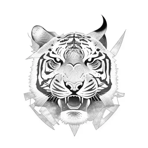 A fierce Spanish tiger wearing a Madrid soccer jersey tattoo design idea