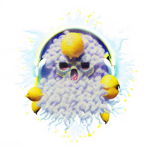 A cool lemon man  raving to techno on Ecxtasy tattoo design idea