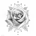 rose with 3 crosses with a hand holding the rose tattoo design idea