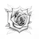 rose with 3 crosses with a hand holding the rose tattoo design idea