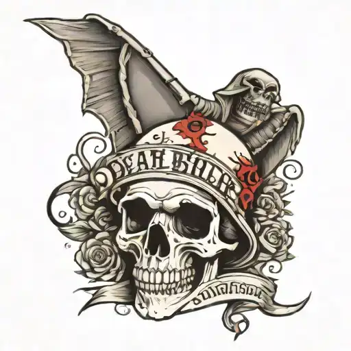 Create a tattoo design featuring the phrase 'Death Before Dishonor' in a bold and impactful font.  tattoo design idea