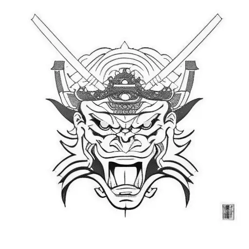 samurai oni demon tattoo design idea