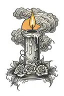 storm cloud over a lit candle tattoo design idea