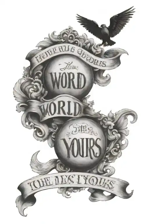 Old english letters that spell "The World Is Yours" tattoo design idea