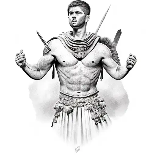 Ancient roman warrior tattoo design idea