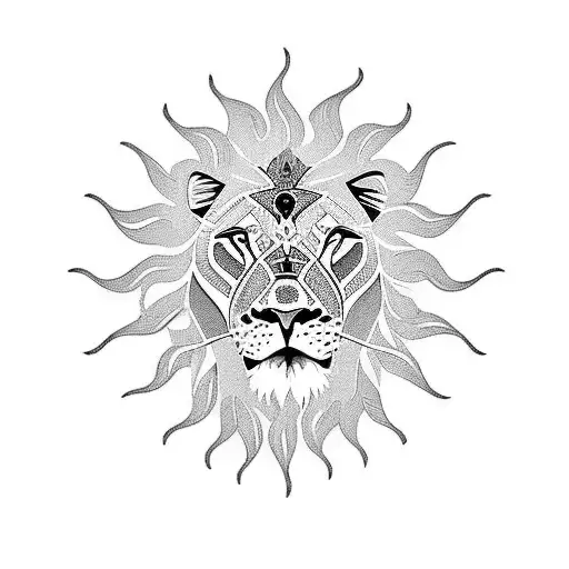 lion sun tattoo design idea