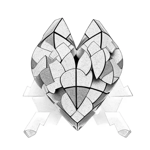 broken heart made of puzzle pieces tattoo design idea