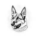 German shepherd, cardiogram tattoo design idea