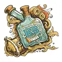 message in a bottle with the letters A B J C G tattoo design idea