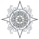 nautical compass. Celtic knot.  thin black line.  cactus tattoo design idea