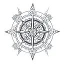 nautical compass. Celtic knot.  thin black line.  cactus tattoo design idea