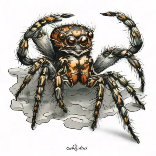 jumping spider crawling tattoo design idea