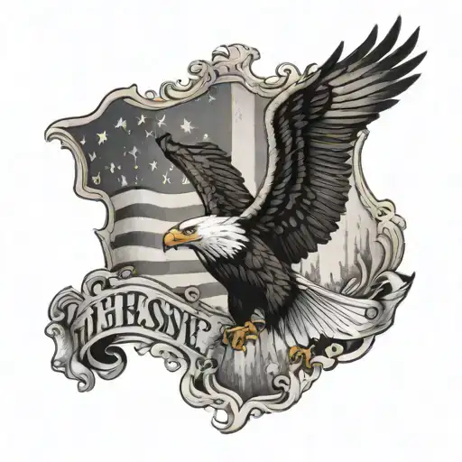 New Jersey with American flag and eagle tattoo design idea