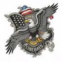 New Jersey with American flag and eagle tattoo design idea