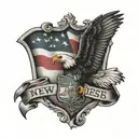 New Jersey with American flag and eagle tattoo design idea