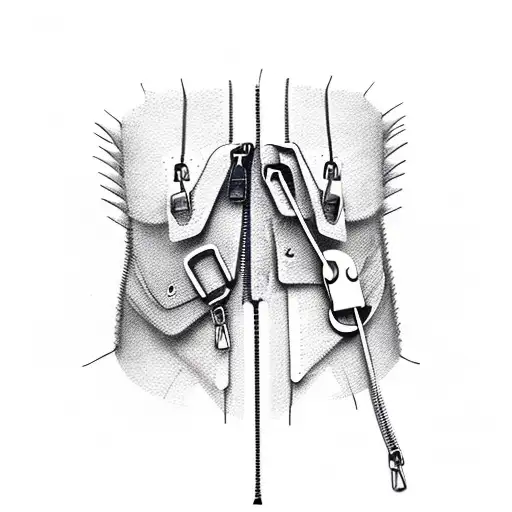 Zipper that opens up and words spill out tattoo design idea
