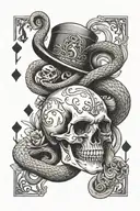 deck of cards, snake, skull, evil nun tattoo design idea