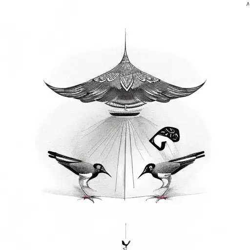 A pidgeon and a magpie with text that reads "purpose is not universal" tattoo design idea