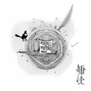 A pidgeon and a magpie with text that reads "purpose is not universal" tattoo design idea